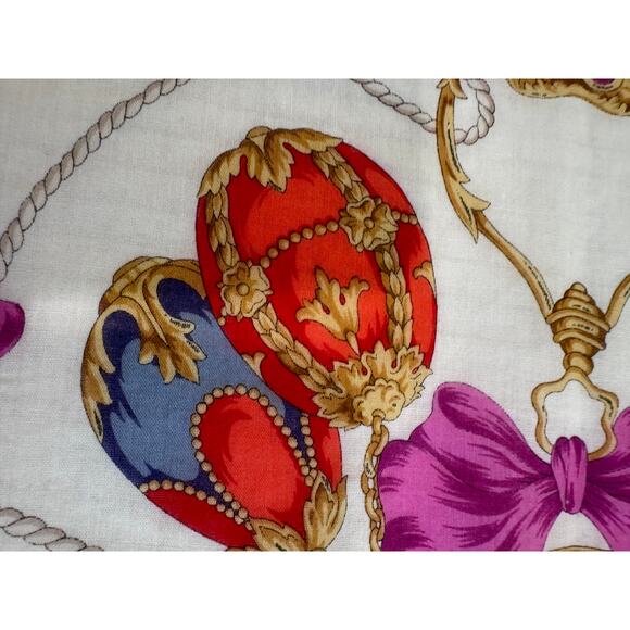 Celine Paris‎ Vintage 18x18 Cotton Scarf Handkerchief Equestrian Baroque Print - Picture 3 of 5
